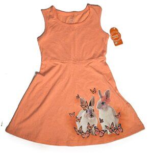 NWT Wonder Nation Girls Easter Play Dress Size 6 6X Orange Bunnies Sleeveless